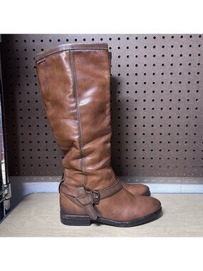 Pikolinos Ordino Tall Riding Boots Brown Leather Size 38 US 7.5 Side Zip